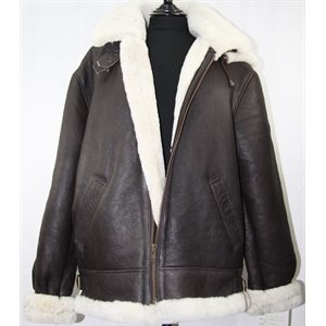 MANTEAU DE MOUTON BRUN STYLE ''AVIATEUR''