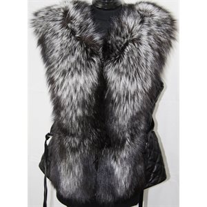 SILVER FOX & LEATHER VEST