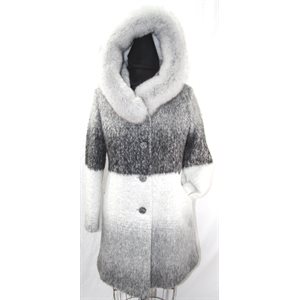 GREY & WHITE ALPACA & WOOL WITH FOX TRIM