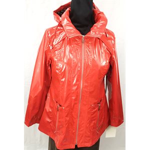 RED PLASTIC SPRING COAT