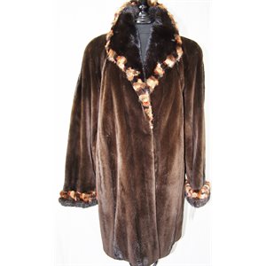 MULTICOLOR TRIM SHEARED RANCH MINK